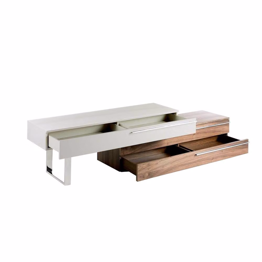 Angel Cerda Walnut-Veneer TV Unit with Chrome Legs in Brown and Beige MDF – 5