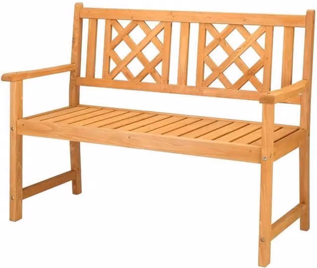 Nordara Twin Cross 2-Seater Garden Bench in Brown, W: 118 cm, D: 56.5 cm, H: 90 cm