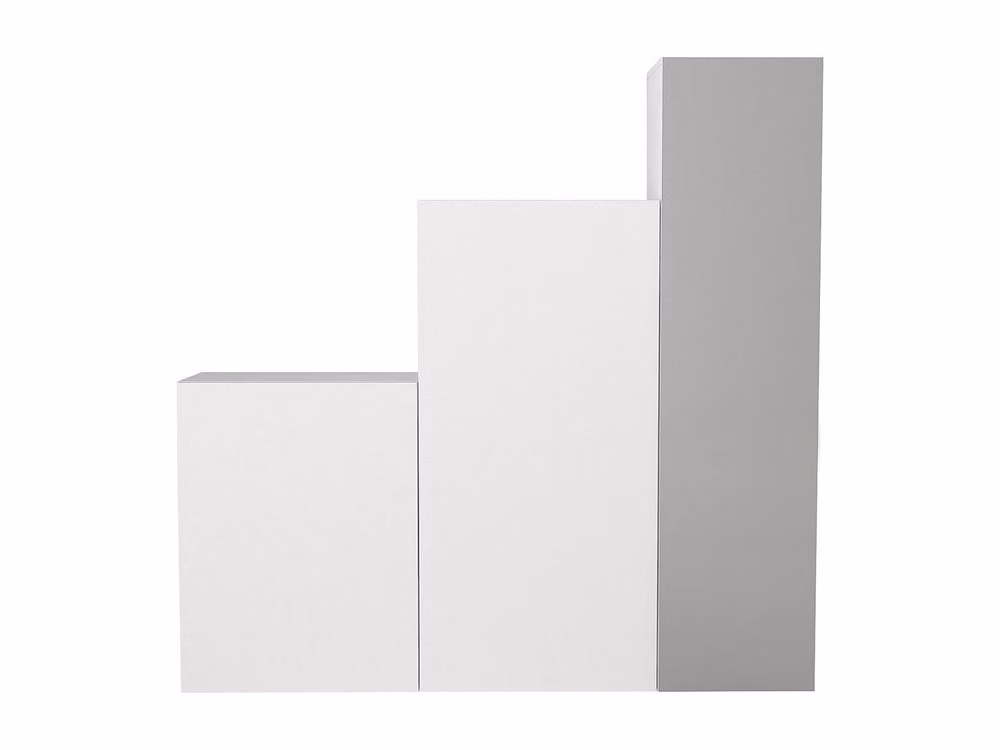 TELEZA Vente-unique Modular 3-Door Wardrobe with Mirror in White, W: 180 cm, H: 158.6 cm, D: 35 cm – 2