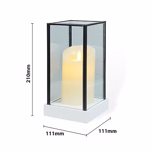 St Helens Home & Garden Xmas Haus Festive Hurricane Glass Holder with Battery Operated LED Flicker Flame Candle, White – 2