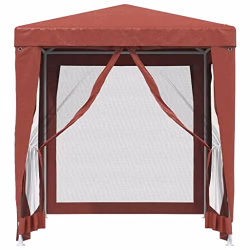 vidaXL Party Tent in Red with 4 Mesh Sidewalls, W/D/H: 200 x 200 x 240 cm – 4