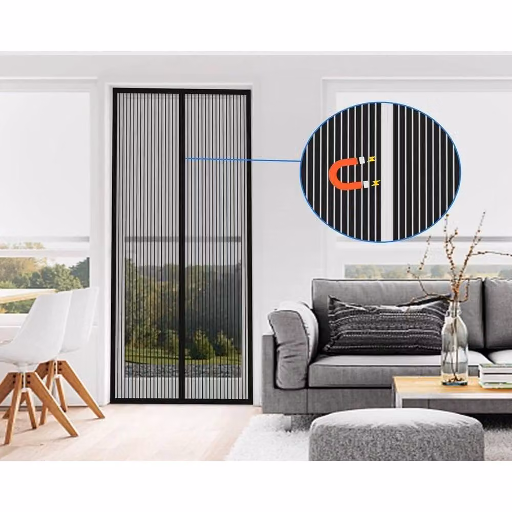 FLAVORA Magnetic Fly Screen Door Mesh Curtain in Black, W: 90 cm, H: 210 cm – 3