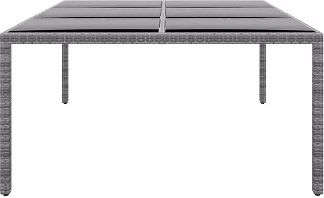 Berkfield Home Extendable Rectangular Garden Table in Grey Poly Rattan and Tempered Glass, W: 200 cm, D: 150 cm, H: 75 cm – 1