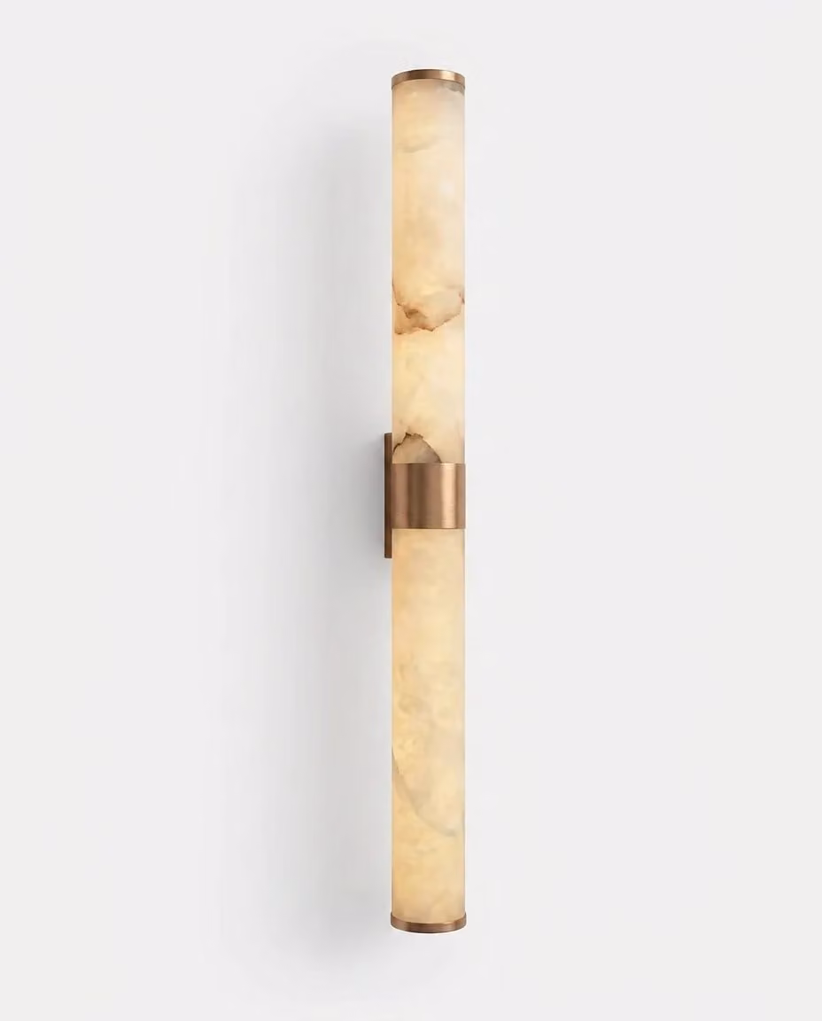 Araco Lumière Frozen Halo Alabaster LED Wall Light in White and Gold/Brass