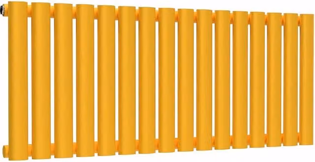 Lux Heat Oval Horizontal Steel Radiator in Sunflower Yellow, W: 96.0 cm, H: 40.0 cm