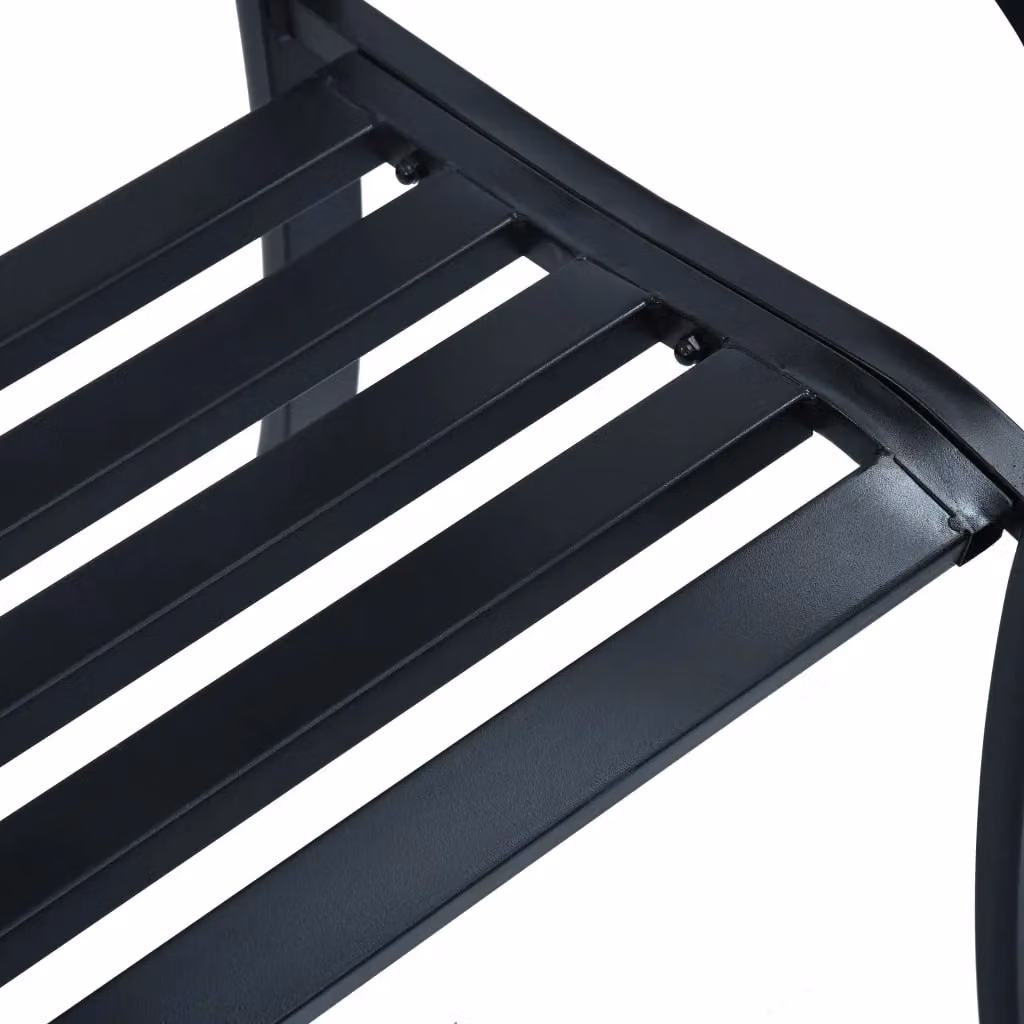 Berkfield Home Vintage Floral Garden Bench in Matt Black Steel and Plastic, Width: 125 cm – 5