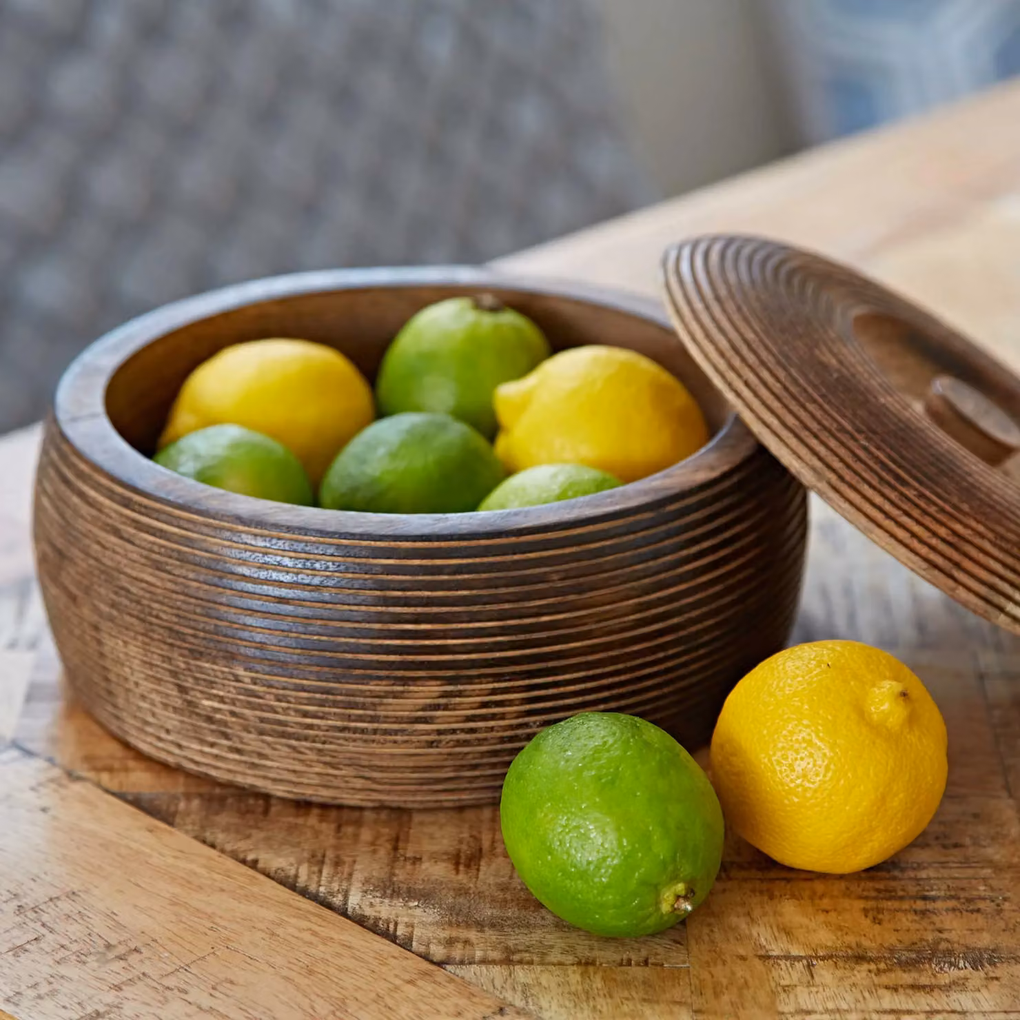Paper High Natural Mango Wood Bowl with Lid, Brown, W/D/H: 18.5 x 16.0 x 9.5 cm – 2