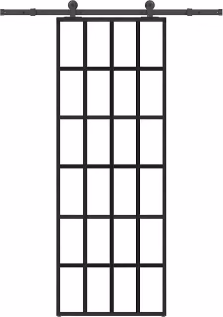 Berkfield Home Modern Sliding Door with Hardware Set, Black ESG Glass and Aluminium, W: 76 cm, H: 205 cm – 1