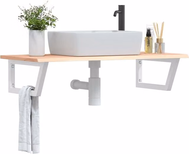 Berkfield Home Wall Mounted Basin Shelf in Brown Oak and Steel
