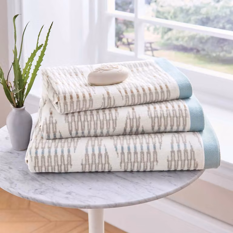 Bedeck of Belfast Albany/Danza Striped Cotton Hand Towel in Beige