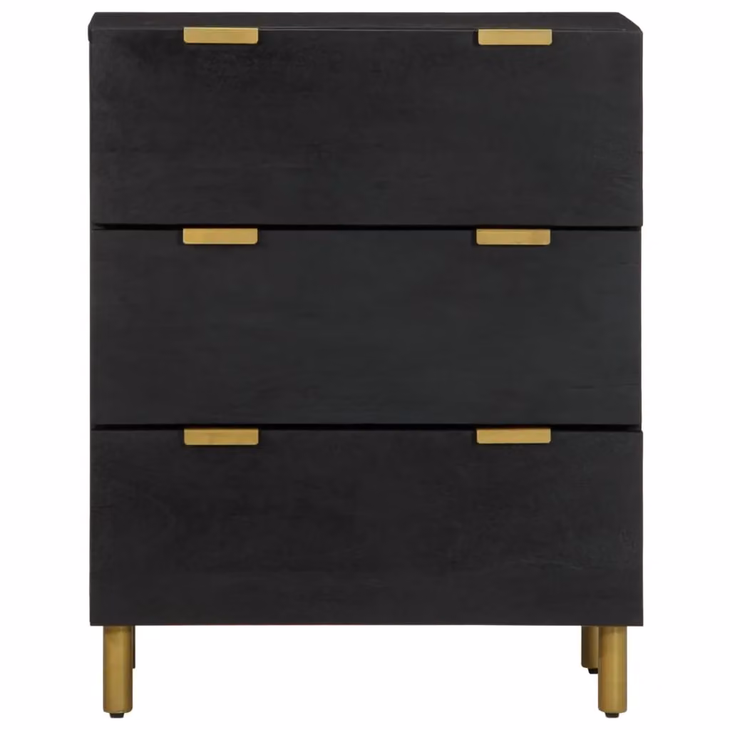 Berkfield Home Set of 2 Modern Black Sideboards in Engineered Wood, W/D/H: 60 x 33 x 75 cm – 2