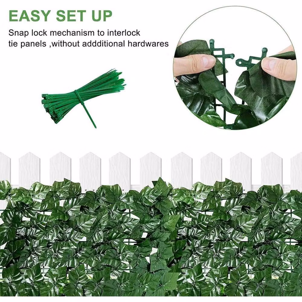 NESTLUNE Artificial Ivy Leaf Garden Fence Hedge, Green, Width: 100 cm – 4