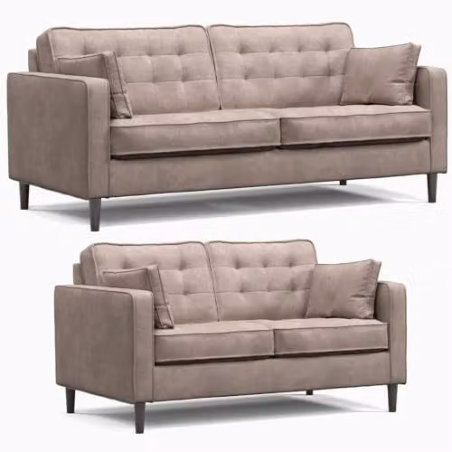 Furnishings For Less UK Eden Toledo Fabric 3 Seater and 2 Seater Sofa Suite in Pewter Grey – 1