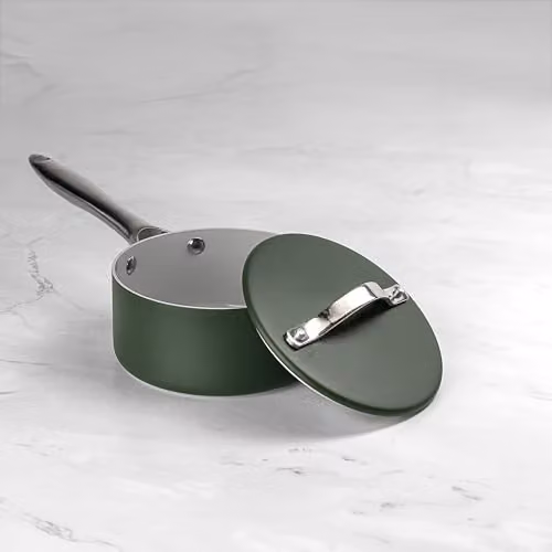 Prochef 3 Piece Ceramic Coated Non Stick Aluminium Saucepan Set with Lids in Green – 2