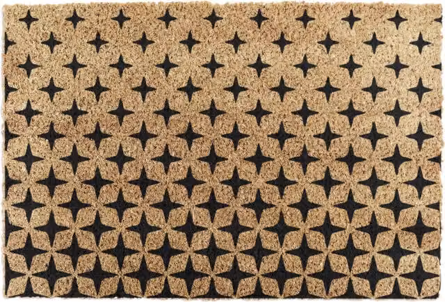 Artsy Mats Fading Stars Non-Slip Coir and Natural Rubber Doormat, Brown