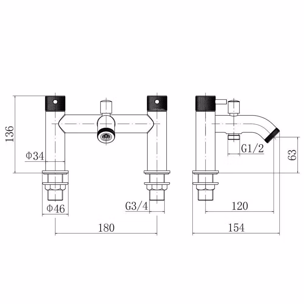 Balterley Round Deck Mounted Bath Shower Mixer Tap, Brushed Brass – 2