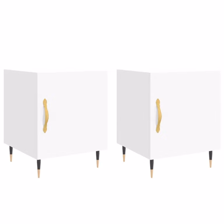 Berkfield Home Set of 2 White Modern Bedside Cabinets, W/D/H: 40 x 40 x 50 cm