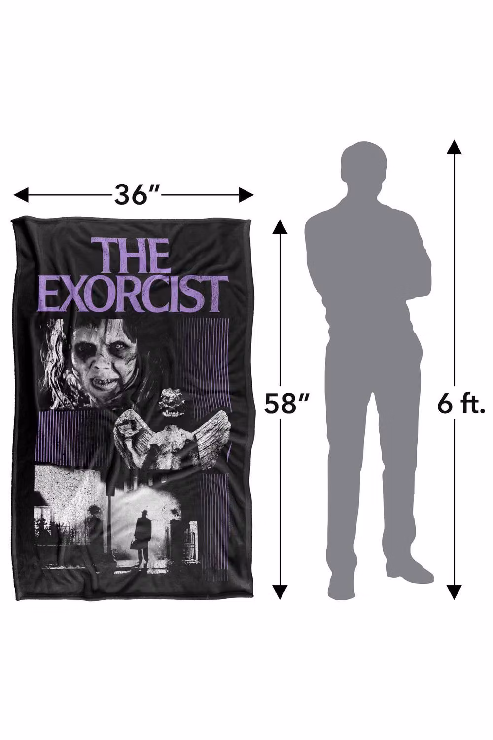 Warner Bros. The Exorcist What An Excellent Day Super Soft Silky Touch Throw Blanket, Large, Black and Multicolour – 3