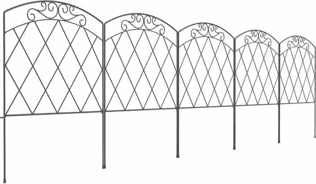 Outsunny Black Powder-Coated Metal Palisade Garden Fencing, H: 80 cm x W: 3 m
