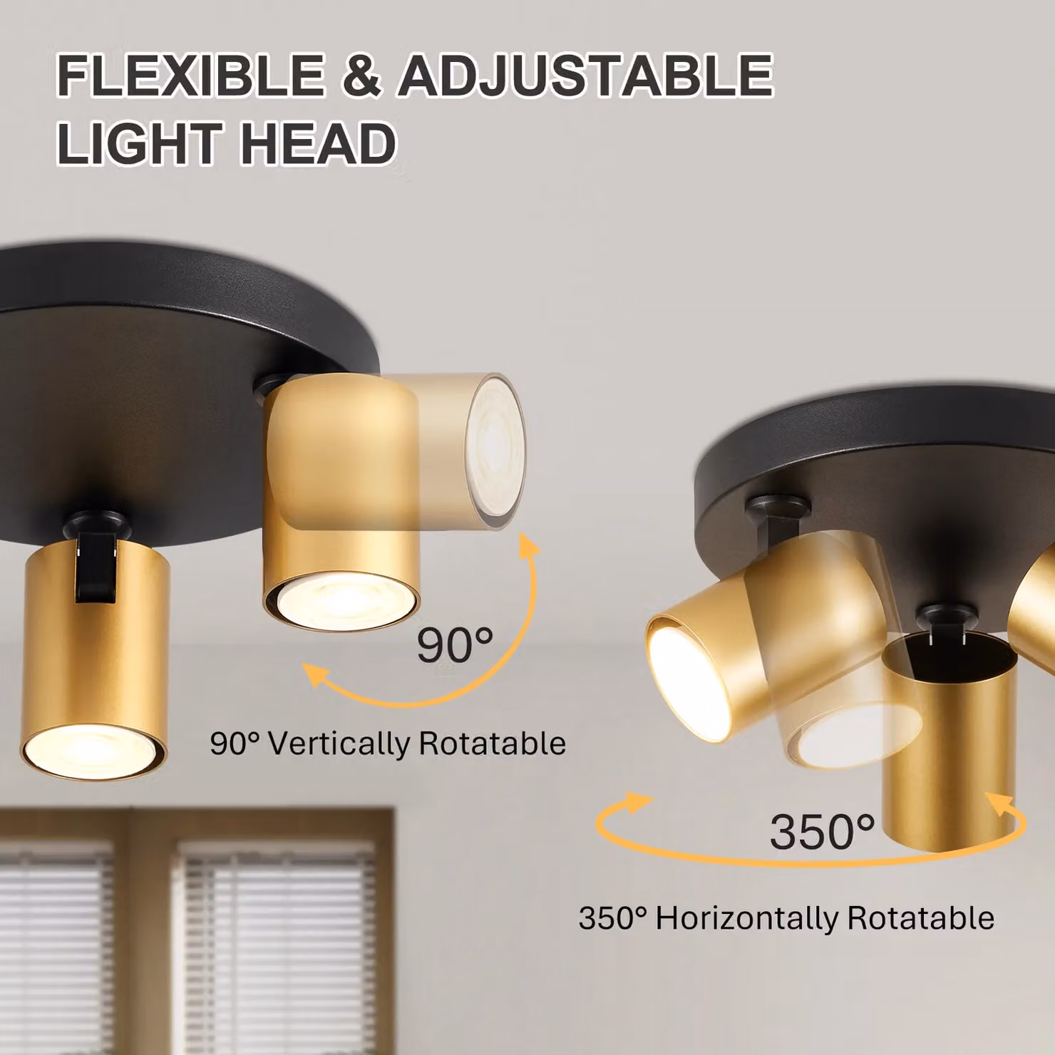 Harper Living Modern Round GU10 Adjustable Ceiling Spotlights in Black, Gold or Copper – 3