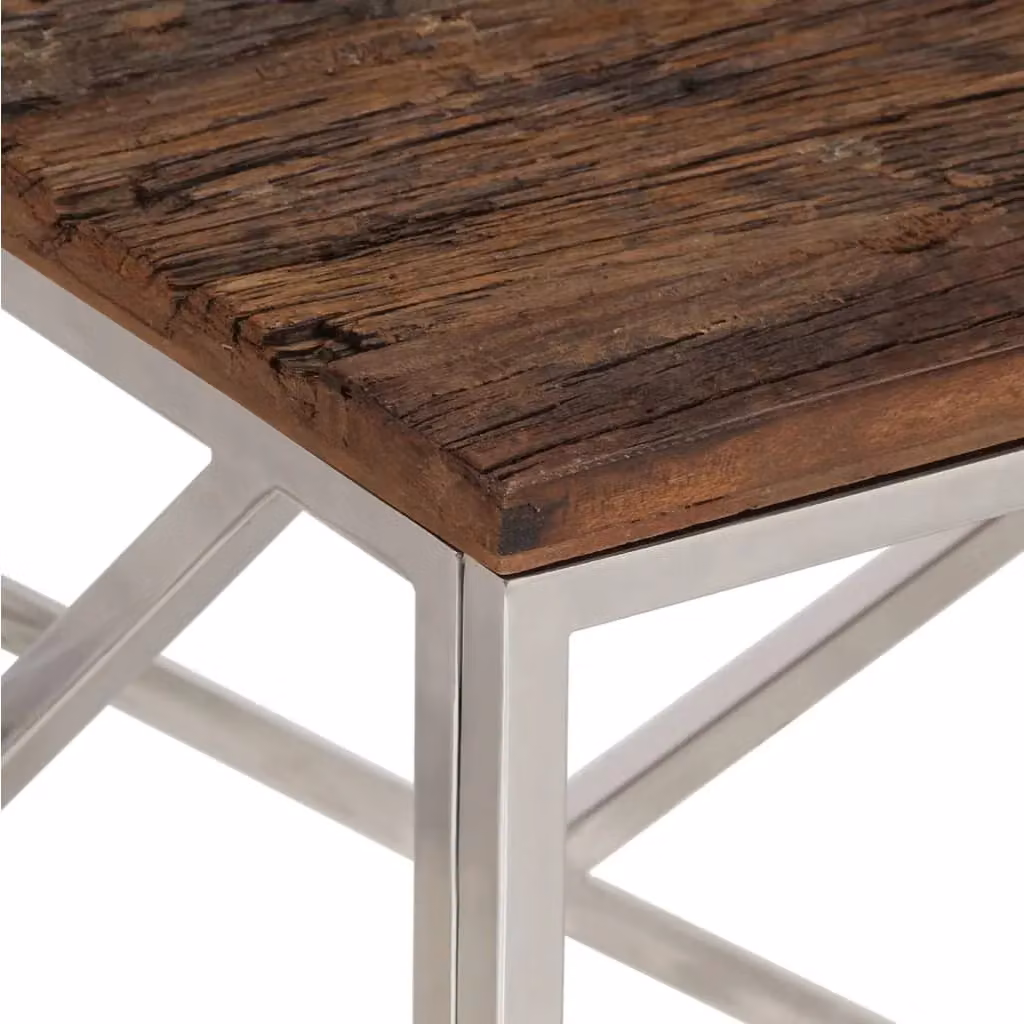 Berkfield Home Modern Rectangular Coffee Table in Silver Stainless Steel and Wood – 4