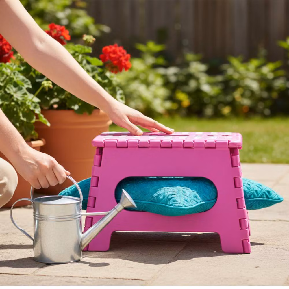 Bedsland OSH Small Handy Plastic Folding Stool in Pink – 4