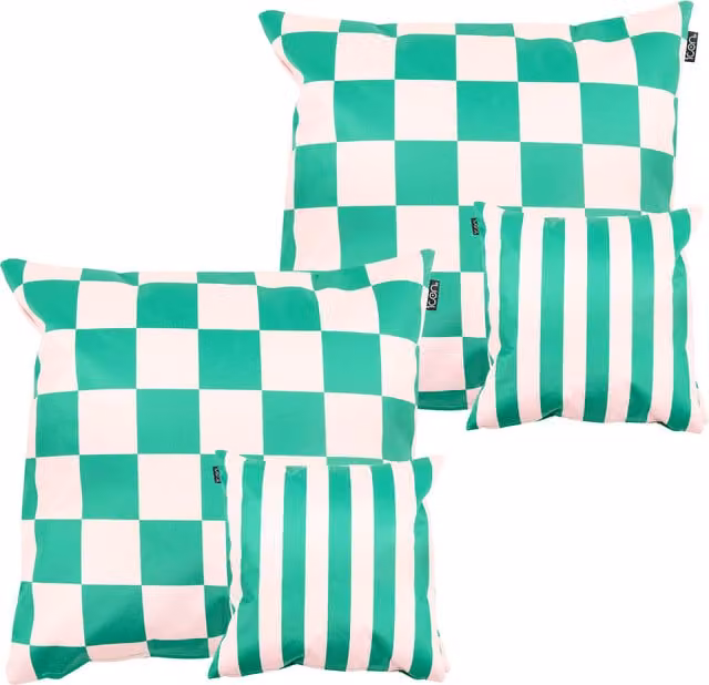 icon Set of 2 Checkerboard Cushions, Multicolour, W/D/H: 43 x 43 x 43 cm
