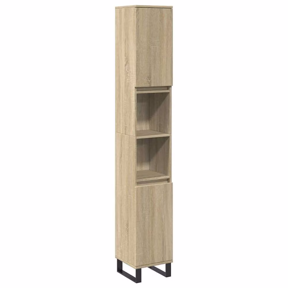 Berkfield Home 3 Piece Industrial Bathroom Furniture Set in Sonoma Oak and Beige – 2
