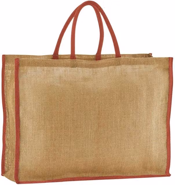 Westford Mill Market Jute Shopper in Brown and Beige with Open Weave Fabric