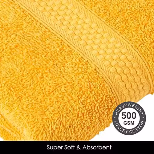 Homescapes Yellow Gold Turkish Cotton Bath Sheet, 500 GSM, Fluffy and Quick-Drying – 2