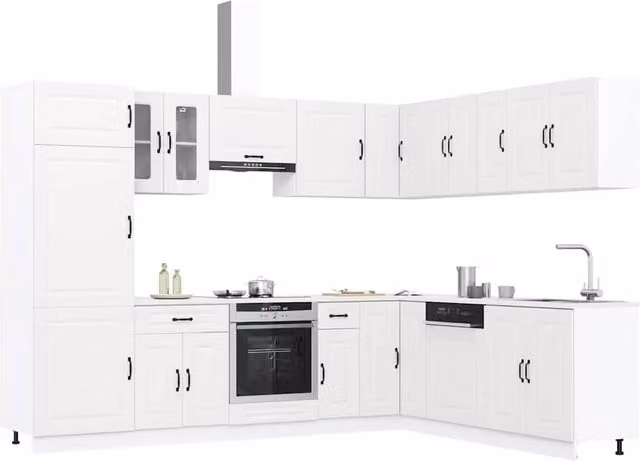 Berkfield Home Kalmar 14 Piece Modern White Kitchen Cabinet Set