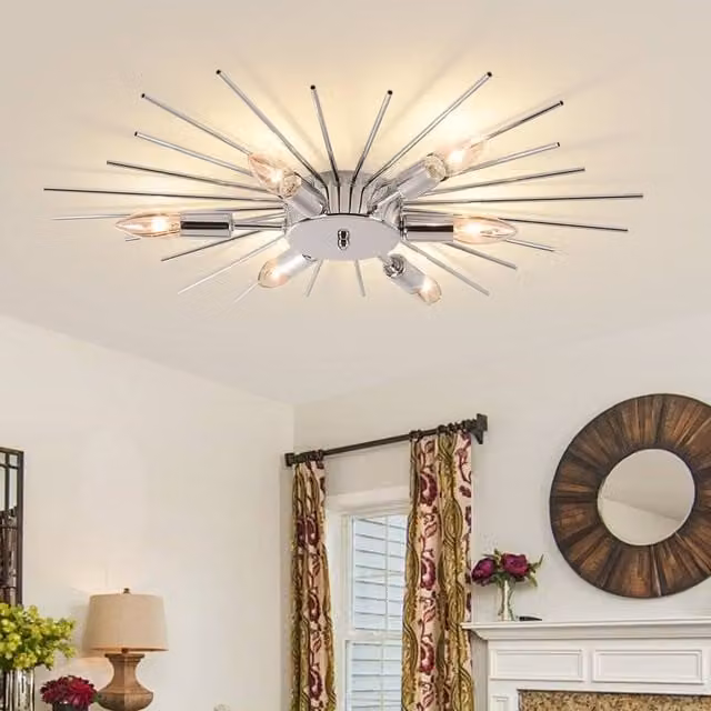 Garwarm 6-Light Sputnik Dimmable Flush Mount Ceiling Light in Metallic Silver, Diameter: 60 cm – 1