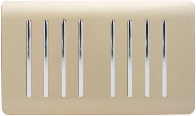 Trendi Modern Glossy 8 Gang 2 Way Rocker Double Plate Tactile Light Switch in Black and Gold – 1