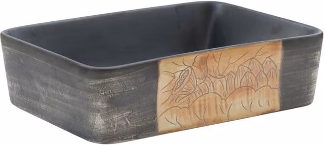 Berkfield Home Rectangular Ceramic Countertop Basin in Black and Brown, W: 46 cm, D: 35.5 cm, H: 13 cm – 1