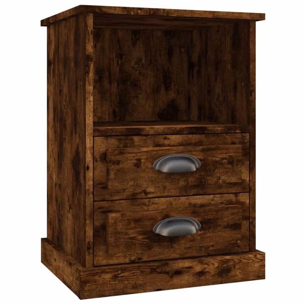Berkfield Home Elegant Bedside Cabinets, 2 Pack, Smoked Oak in Brown, W/D/H: 43 x 36 x 60 cm – 4