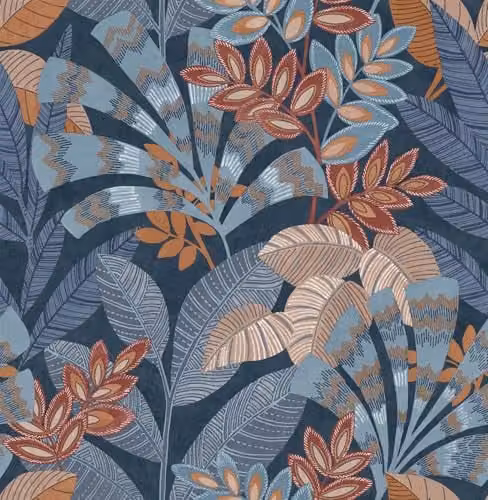 Crown Asha Navy Blue Botanical Floral Washable Wallpaper Roll