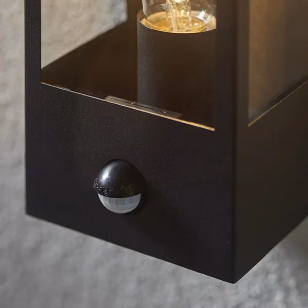 Netlighting Breton Outdoor Box Lantern in Matt Black with PIR Motion Sensor and Timer, IP44 Rated – 3