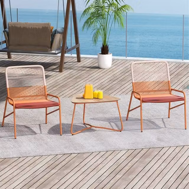 Costway 3 Piece Modern Bistro Set in Orange