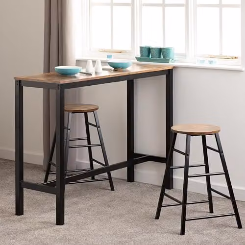 Seconique Athens Breakfast Bar Table and 2 Chairs Set in Brown and Black – 2