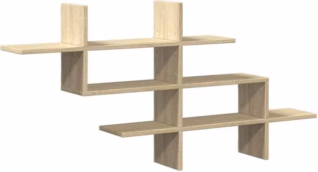 Berkfield Home Sonoma Oak Wall Shelf, Beige, W/D/H: 124.5 x 18 x 60.5 cm