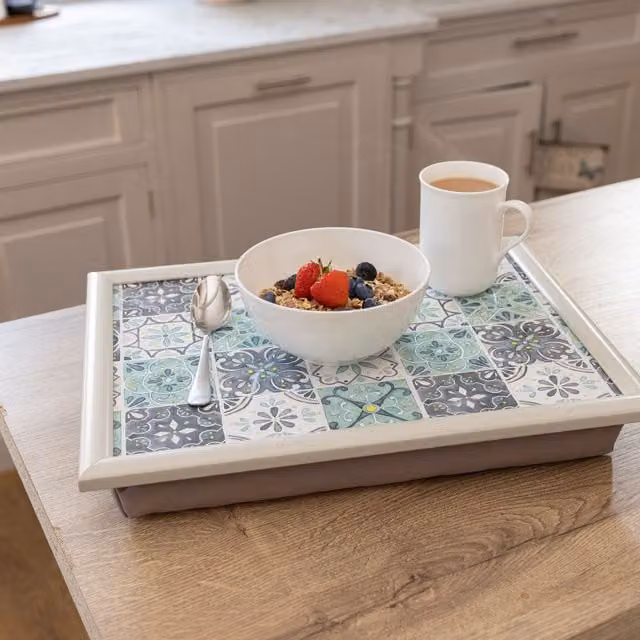 Creative Tops Mosaic Geometric Lap Tray in Petrol Teal