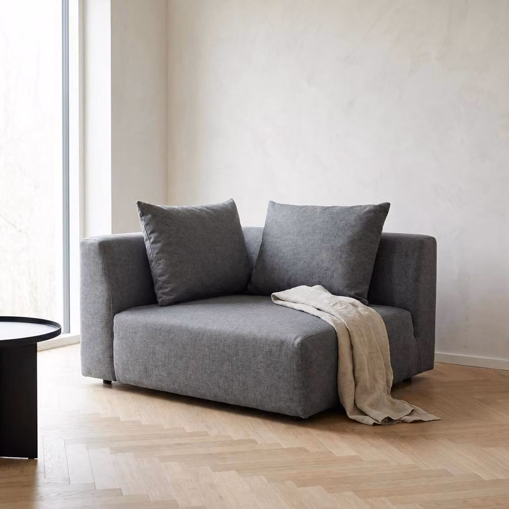 Abakus Direct Tokyo Right Corner Seat in Charcoal Grey Brushed Tweed Fabric with Deep Seat – 3