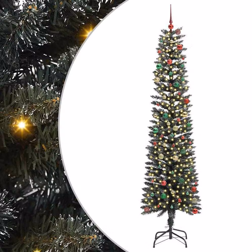 Berkfield Home Green Artificial Christmas Tree with 300 LEDs, W/D/H: 58 x 58 x 240 cm – 2