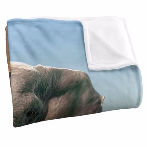 JQ Licensing Royce Mcclure Charging Elephant Super Soft Silky Touch Throw Blanket, White, W/D/H: 152 x 127 cm – 2