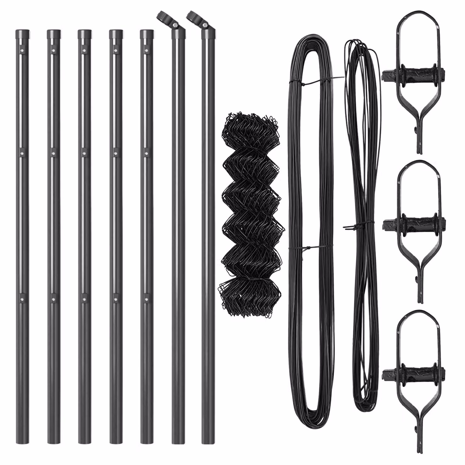 Berkfield Home Grey Galvanised Steel Chain Link Fence with 7 In-Ground Posts, W: 10 m, H: 0.6 m – 3