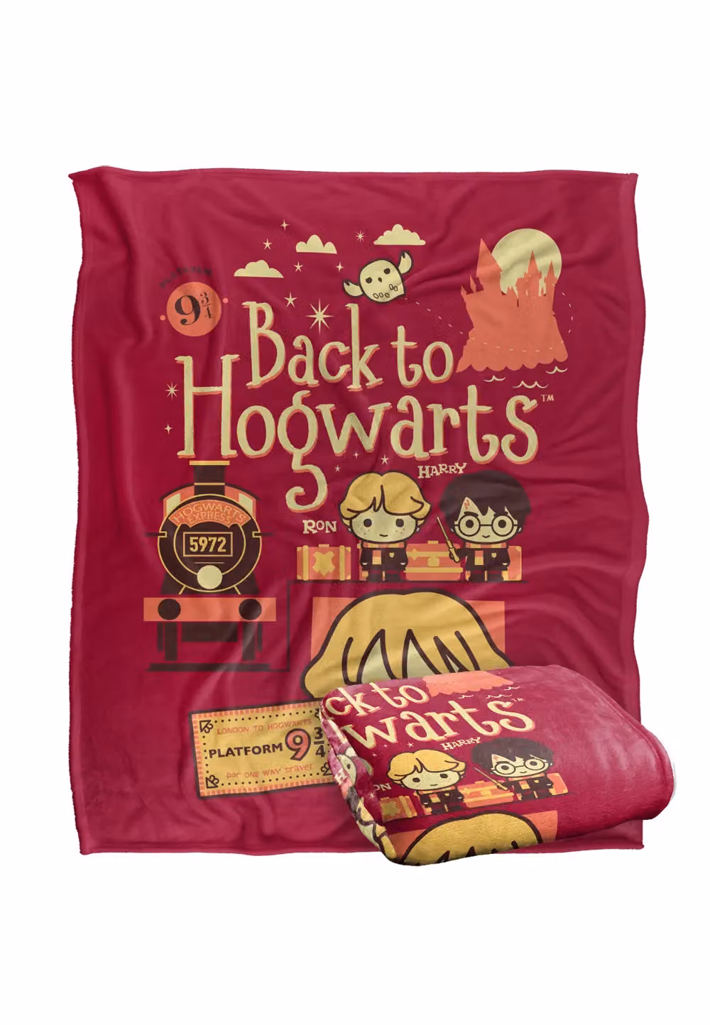 LOGOVISION Harry Potter Back to Hogwarts Platform 9 3/4 Chibis Super Soft Fleece Throw Blanket, White and Multicolour, W: 152 cm, D: 127 cm – 2