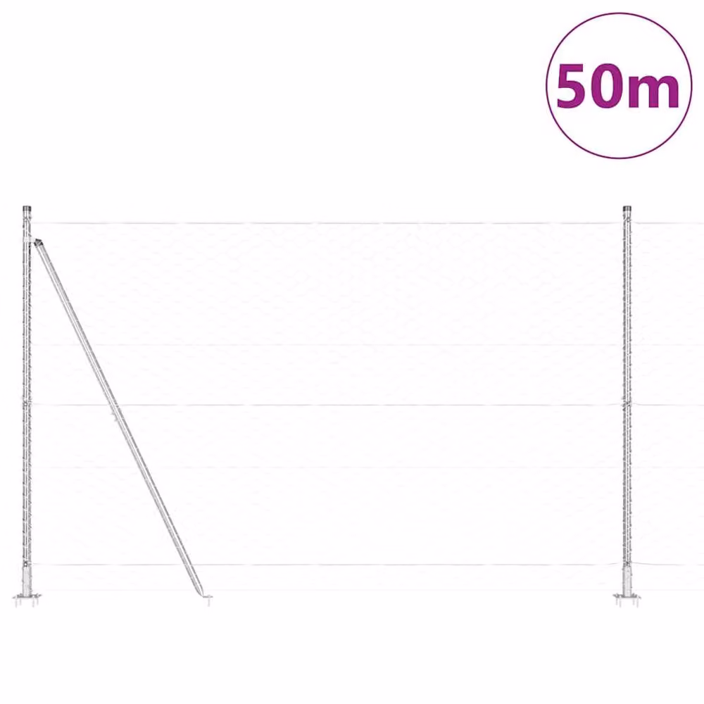 Berkfield Home Silver Galvanised Steel Hexagon Fence, H: 150 cm x W: 50 m – 2