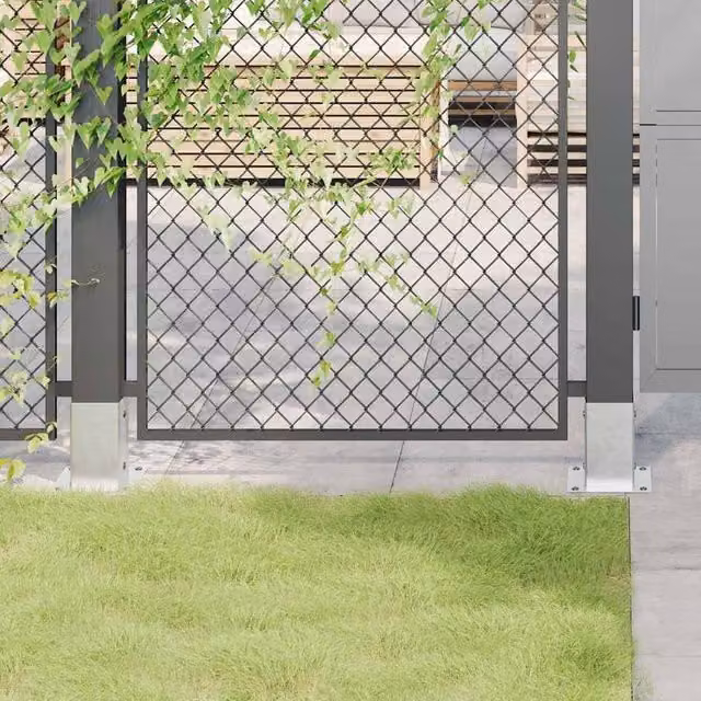 Berkfield Home Square Post Bases, 4 Pack, Silver Galvanised Steel, 81 x 81 mm