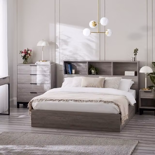 Julian Bowen Bali Ottoman Storage Bed in Grey Oak, King Size (180 x 200 cm)
