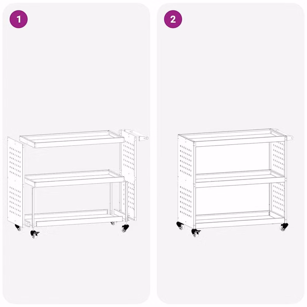 Berkfield Black Steel Tool Trolley with Shelf and Lockable Wheels – 9